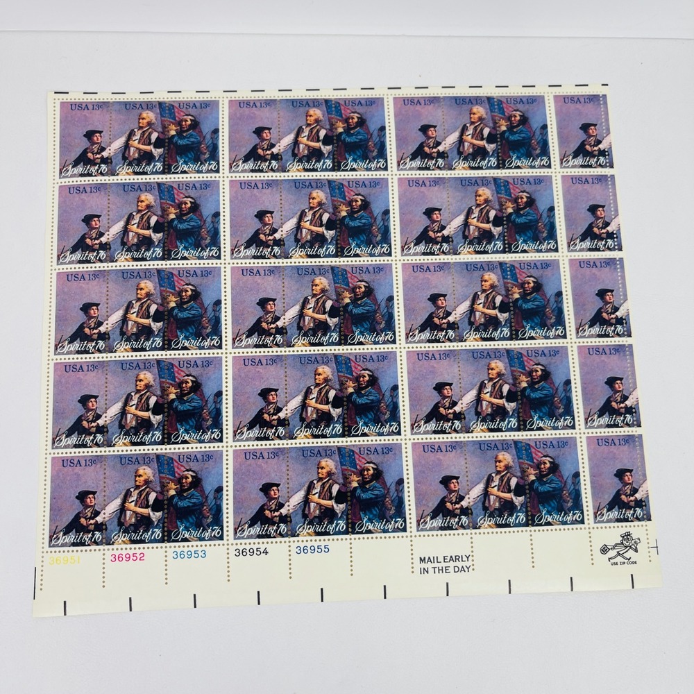 USPS Spirit of 76 Bicentennial 13 Cent Postage Stamps Full Sheet 50 Excellent